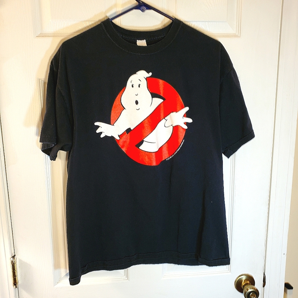 Vintage Ghostbusters T-Shirt Large Movie Rerelease+VIDEO Game Promo Glow In Dark